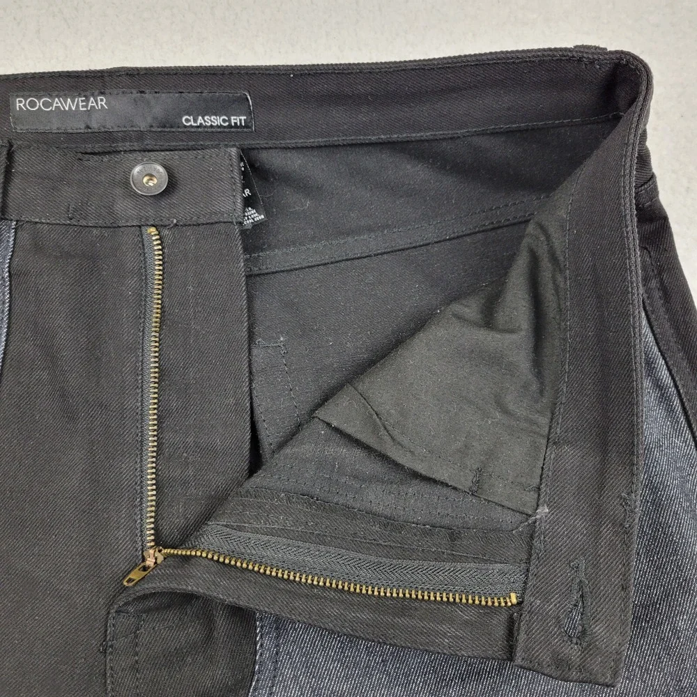 Rocawear Double Thigh Straight Leg Jeans Mens 34 x 33 Black Denim NWOT - Picture 8 of 14